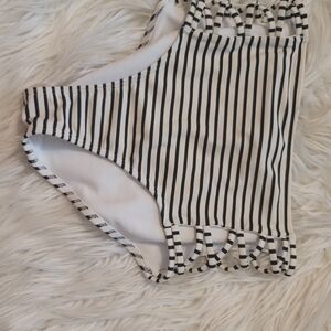 Hollister Black and White Striped Swimsuit